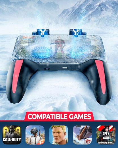 Mobile Game Controller with 5000mAh Power Bank & Cooling Fan & Gaming Grip Gamepad for 4.7-7" Android iOS Phone