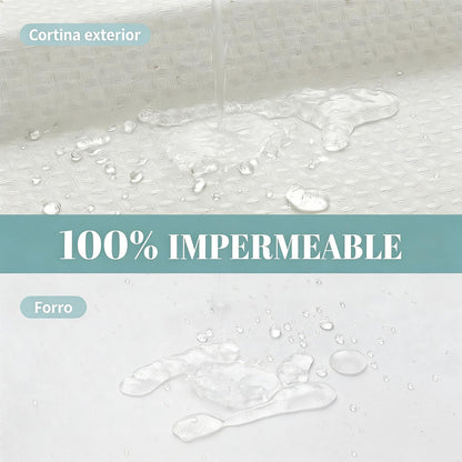 Luxury Waffle Weave Shower Curtain Set — Waterproof, One-Step Install, Includes Sheer Liner & Hooks