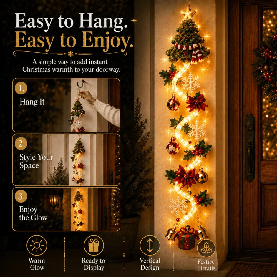 🔥Last day with huge discounts!– 🎄Glowing Christmas Door Hanger | 6 Festive Lighted Designs with Warm Glow, Dimensional Details & Space-Saving Vertical Décor ✨