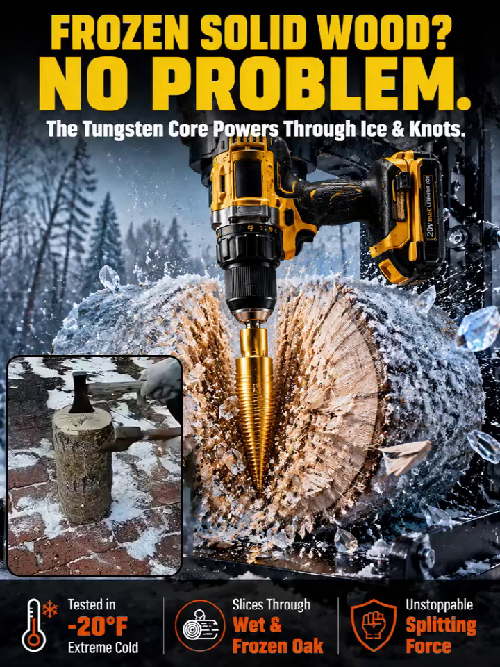 🪓 Titanium Wood Splitter | 6-Piece Drill Bit Set | Titanium Coated | Safe Axe Alternative | Protect Your Back⚡️