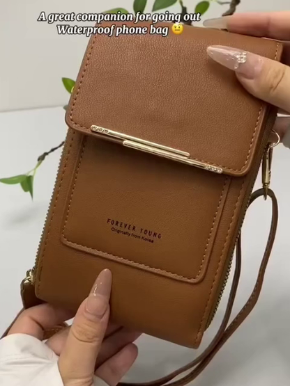 【Multi-Functional Touchscreen Zipper Pouch】Smart Touch Crossbody: 1S access to phone, No more dropped screens!