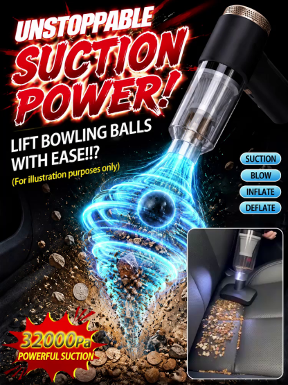🚀 3-in-1 Car Vacuum: 3s to Clean & Inflate, No more messy seats!