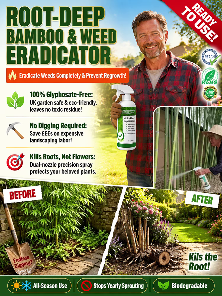 Fast-Acting Weed & Bamboo Removal Spray, 1 Application, 5 Years Weed-Free!