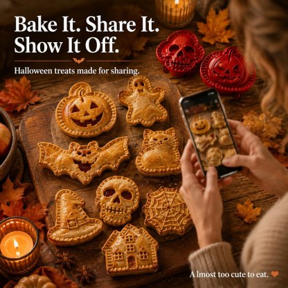 🎃 Halloween Mini Pie Mold Set – 8 Spooky Designs for Easy Festive Baking