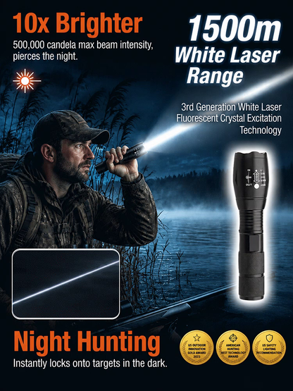 💡 New 2026 white laser flashlight – extraordinary brightness, long range!