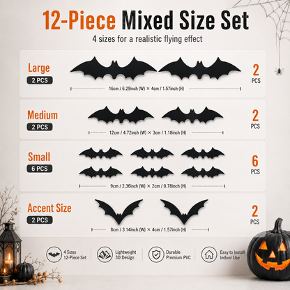 Telaion 3D LED Halloween Bat Wall Decor – Colorful Glowing Flying Bats