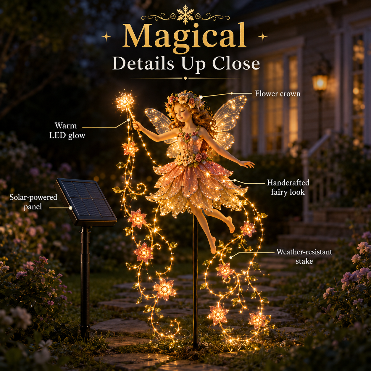 🎁Last Day 49% OFF-✨ Enchanted Flower Fairy Solar Garden Light – Magical Glowing Outdoor Christmas Yard Decor 🧚🌸