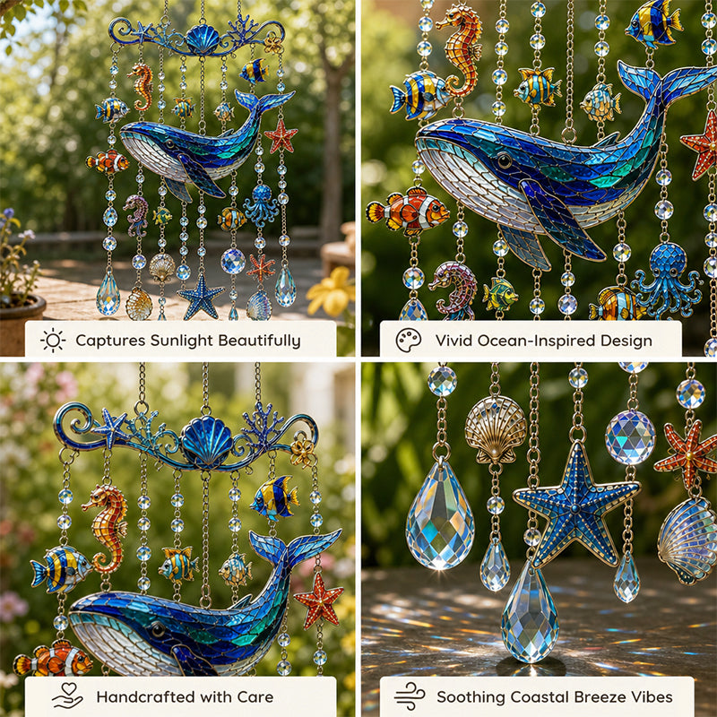 🌊 Sparkling Ocean Suncatcher – Dolphin, Whale & Sea Turtle Hanging Decor ✨