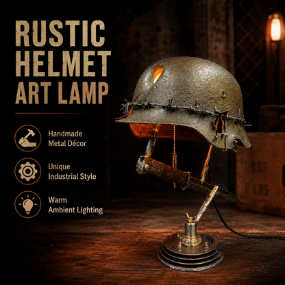 ⏰ 49% OFF Today Only!–🪖 War Relic Vintage Helmet Table Lamp