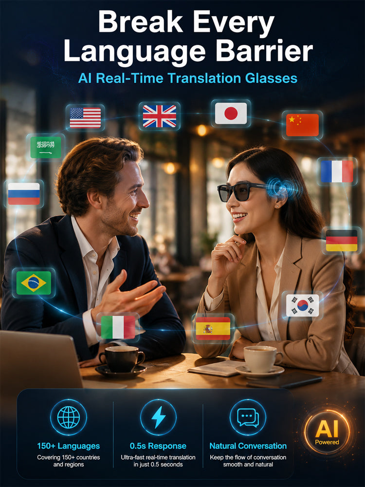 AR Smart Glasses: 100% Offline Translation and Adaptive Zoom.
