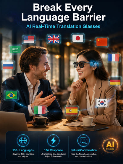 AR Smart Glasses: 100% Offline Translation and Adaptive Zoom.