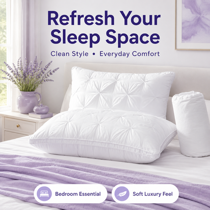 Tufted Neck Support Pillow | Cooling Breathable & Fluffy, No-Flat Fill for All Sleep Positions