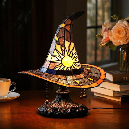 Witch Hat Lamps - Handcrafted Stained Gothic Wizard Hat Lights for Decor