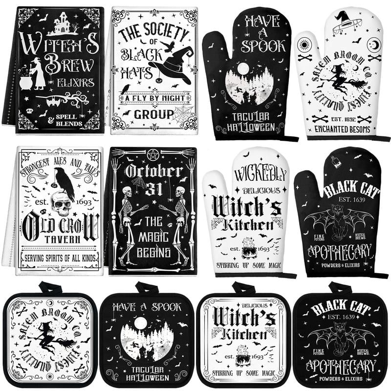 12-Piece Halloween Kitchen Decor Towel and Oven Mitt Set🧤