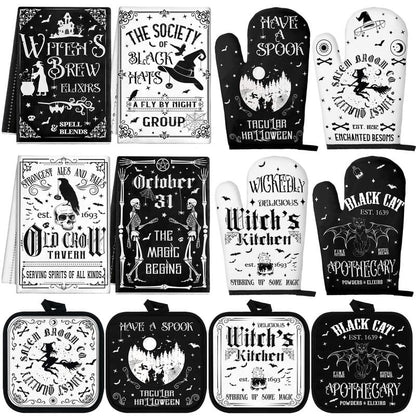 12-Piece Halloween Kitchen Decor Towel and Oven Mitt Set🧤