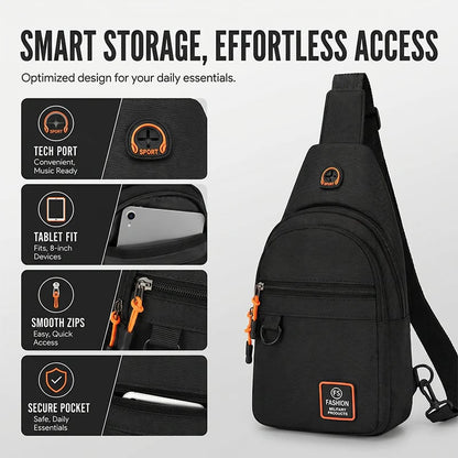 🎒💦 Waterproof Multi-Pocket Sling Bag — Lightweight & Anti-Theft ✨