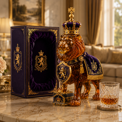 🔥 BEST SELLER 👑 Crown 87th Anniversary Royal Lion Whiskey Bottle