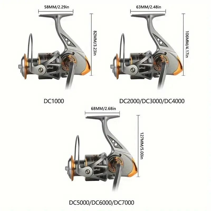 DC Series Full-Metal Spinning Fishing Reel – Wood Handle Design