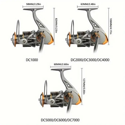 DC Series Full-Metal Spinning Fishing Reel – Wood Handle Design