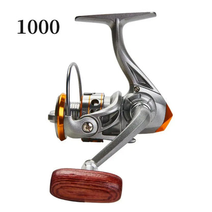 DC Series Full-Metal Spinning Fishing Reel – Wood Handle Design