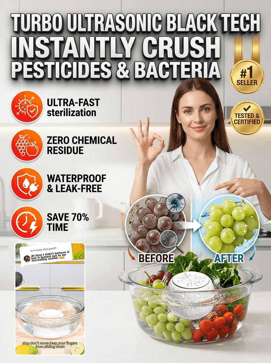 Ultrasonic Fruit Cleaner | Remove 99.9% Pesticides | Bio Tech Purifier | Silent Wash
