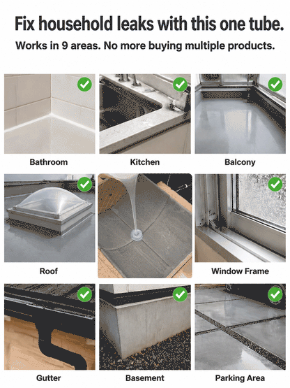 🚀 This aerospace-grade waterproofing agent uses a 99% high-concentrate formula. ⏱️ It penetrates deep into cracks and forms a protective film within minutes, ✨ dries completely invisibly, and 🏠 effortlessly stops water seepage on roofs and walls.