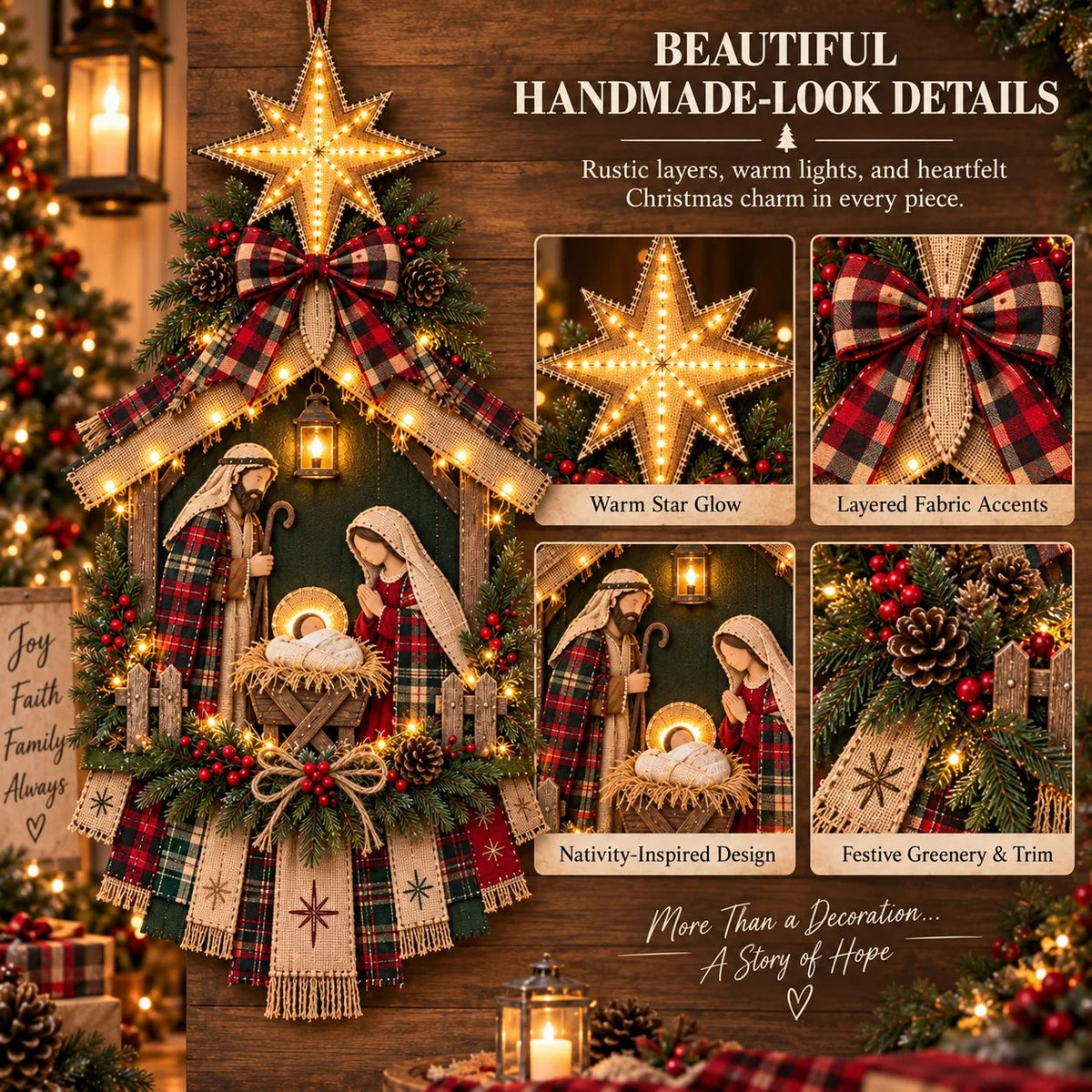 🔥Buy 2 Get 20% OFF🔥DIY Lighted Christmas Nativity Scene Door Hanging Kit 🎄