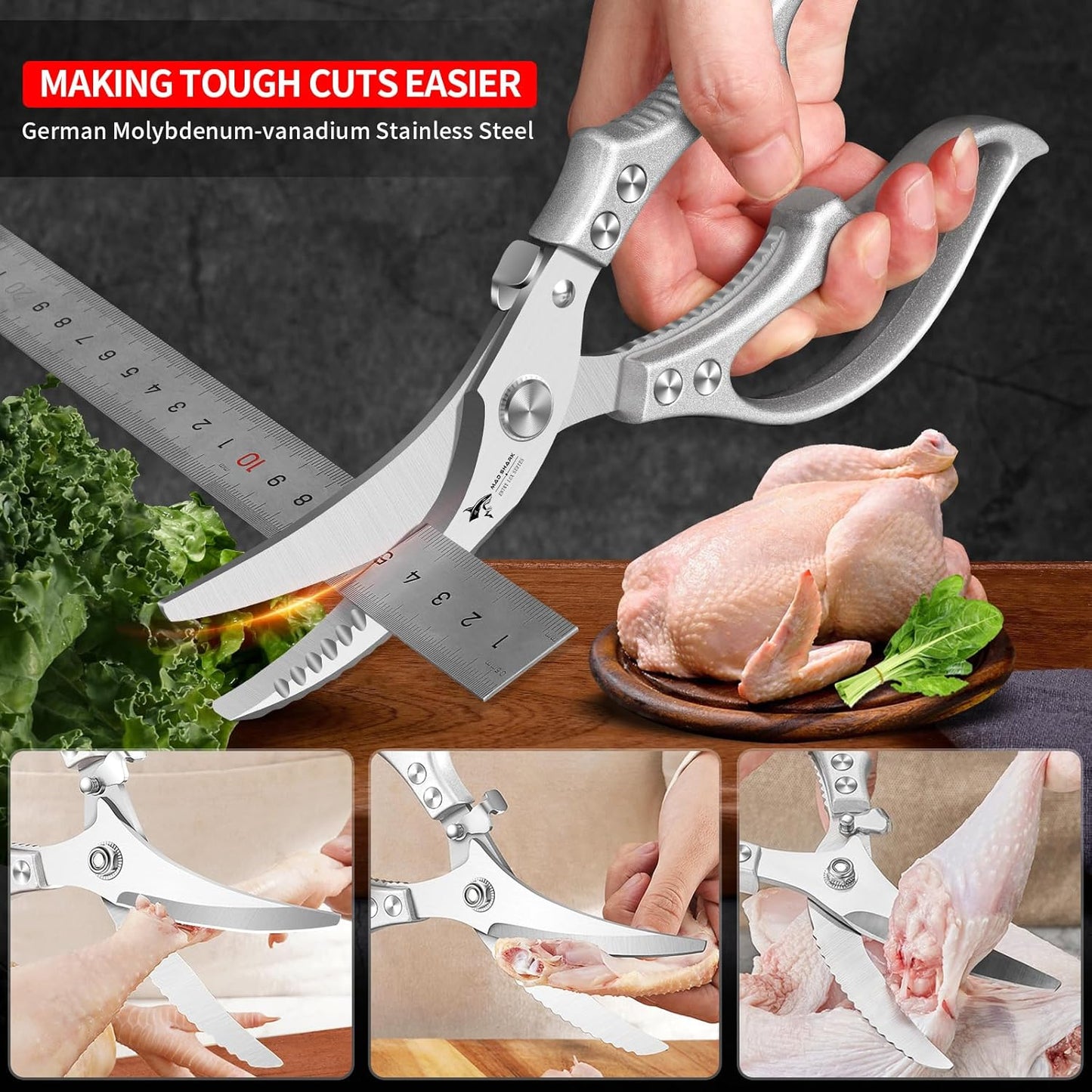 ✂️ LIMITED TIME 50% OFF! ⚡ Heavy-Duty Multifunction Kitchen Shears – 4-in-1 Tool with Fish Scaler, Bottle Opener & Safety Lock 🔪