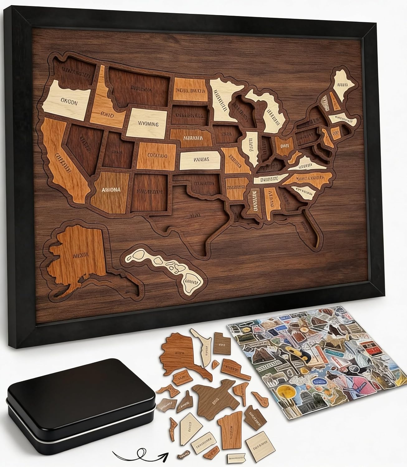 🔥Limited 49% off - USA Wooden Travel Map Puzzle for Adventure Lovers