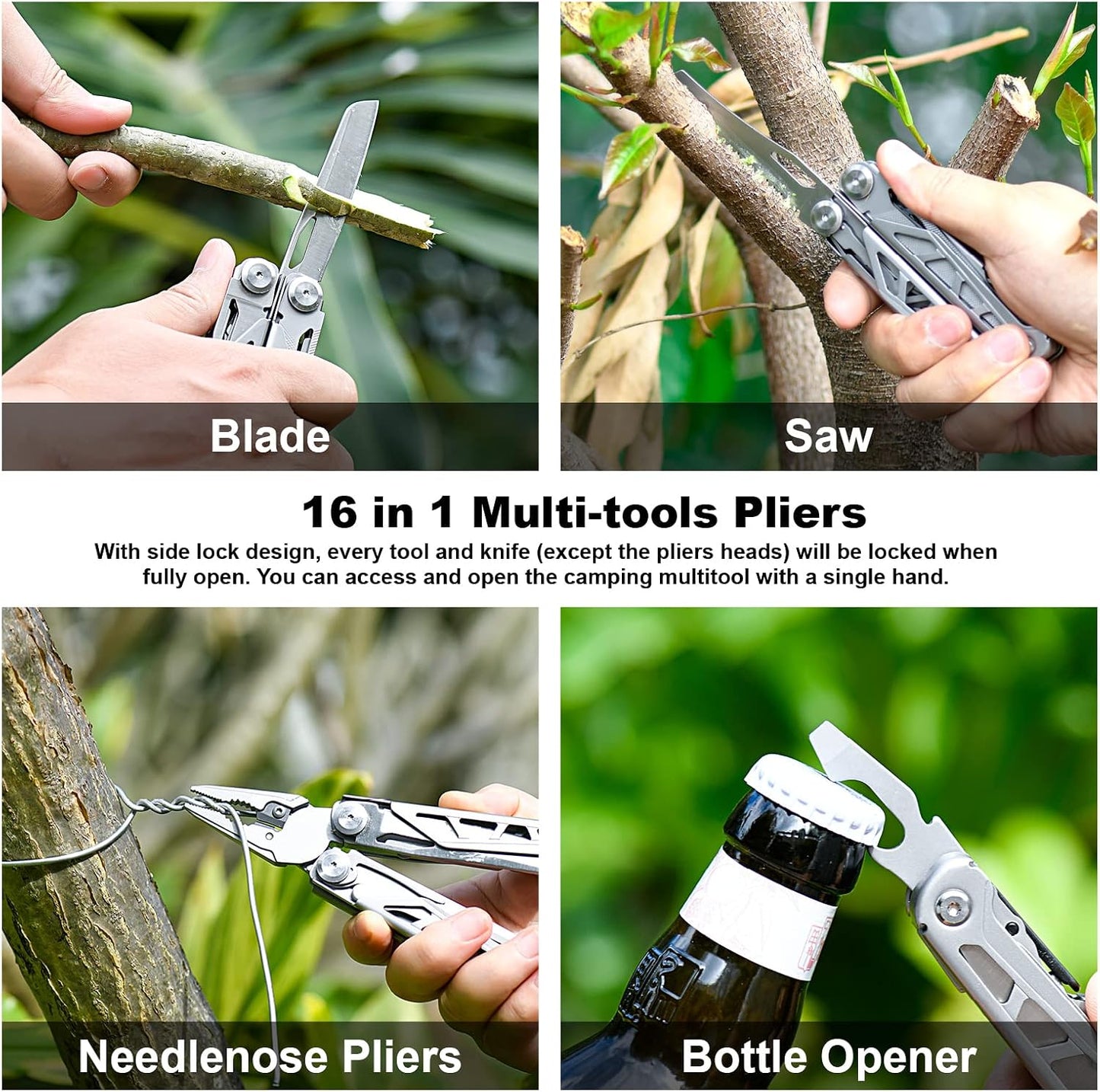 🚀16-in-1 Multitool with Large Scissors | Compact Outdoor Tool for Camping & Repairs