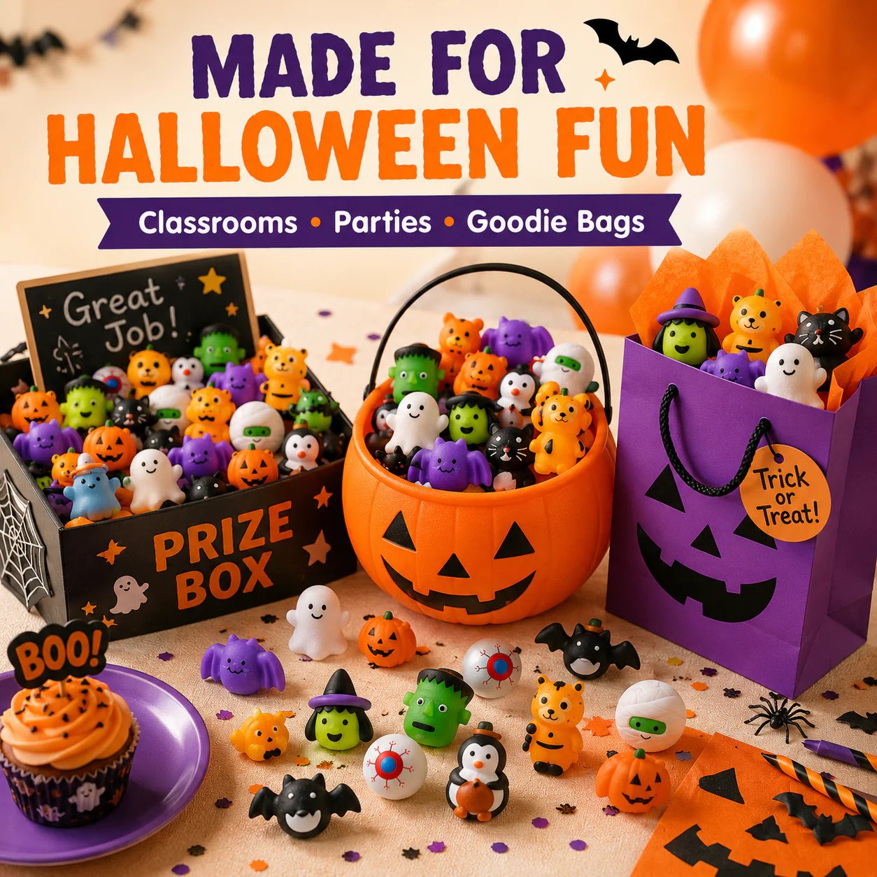🎃 Bulk Halloween Mini Squishy Toys – 30/50/100PCS Party Favors for Kids