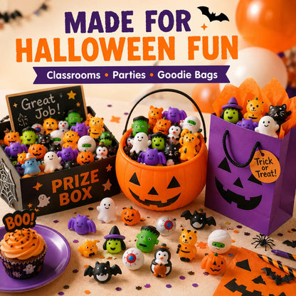 🎃 Bulk Halloween Mini Squishy Toys – 30/50/100PCS Party Favors for Kids