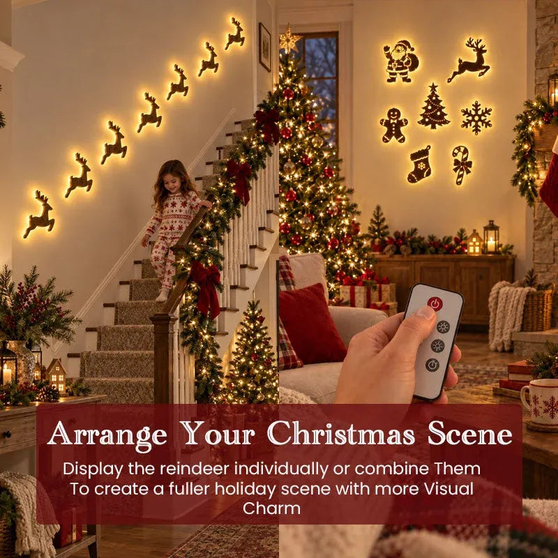 🎄 LED Reindeer Wall Decorations - ✨Festive Christmas Lighting