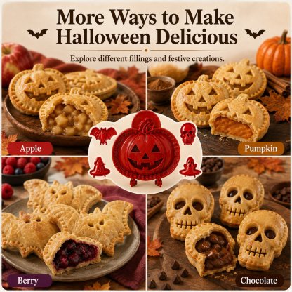 🎃 Halloween Mini Pie Mold Set – 8 Spooky Designs for Easy Festive Baking