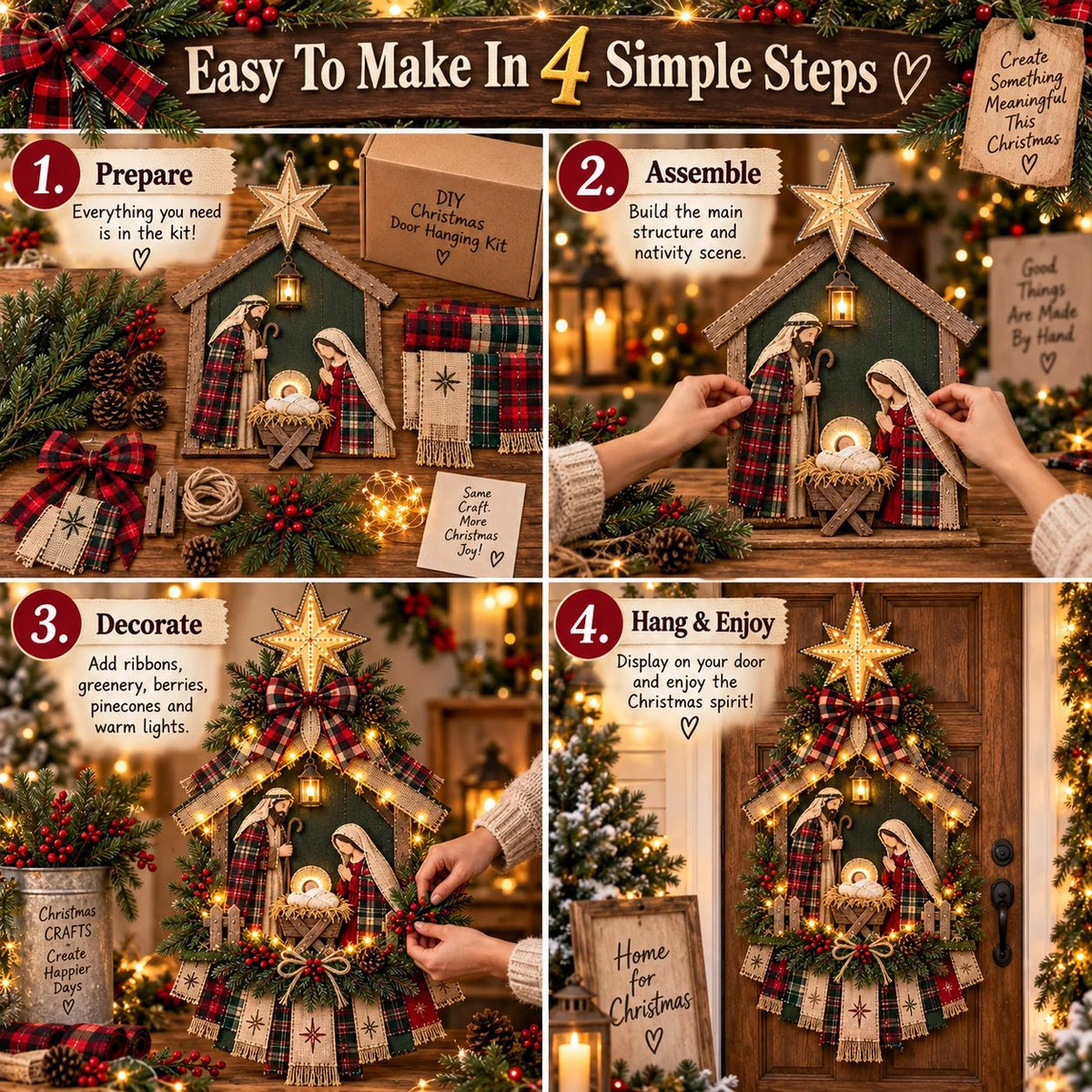 🔥Buy 2 Get 20% OFF🔥DIY Lighted Christmas Nativity Scene Door Hanging Kit 🎄
