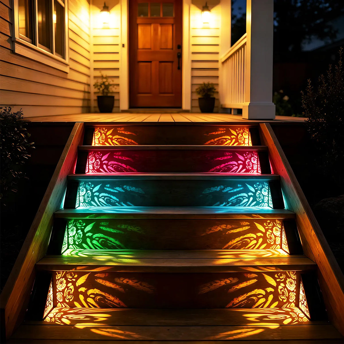 🔥Buy 1 Get 1 Free🔥Solar Step Lights – IP65 Waterproof, Gradient + Warm White Glow, Auto On at Dusk