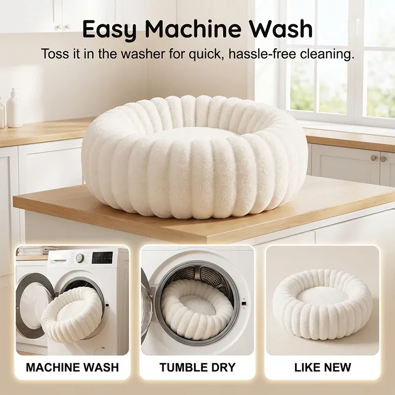 🎉 2026 Sale — Over 52,000 Sold! 🐾 Ultra-Soft Round Calming Cat & Dog Bed – Raised Rim Design 🛌