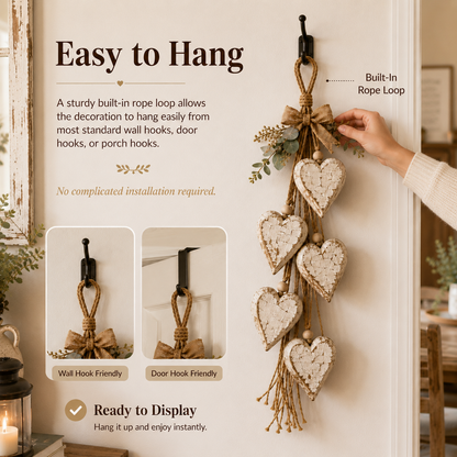 🤎 Handcrafted Hanging Heart Wall Decor – A Heartwarming Gift for Every Home