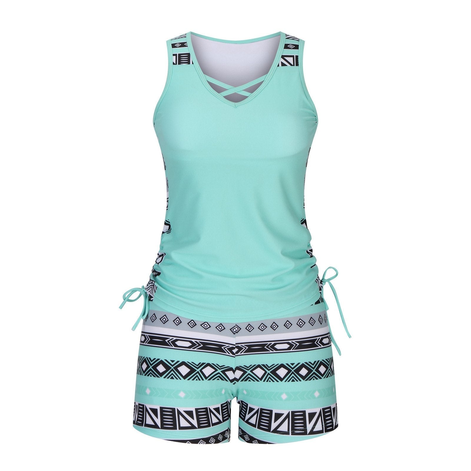 Women's Tummy Control Tankini Set with Built-In Bra – Flattering Boho Swimwear with Shorts💝
