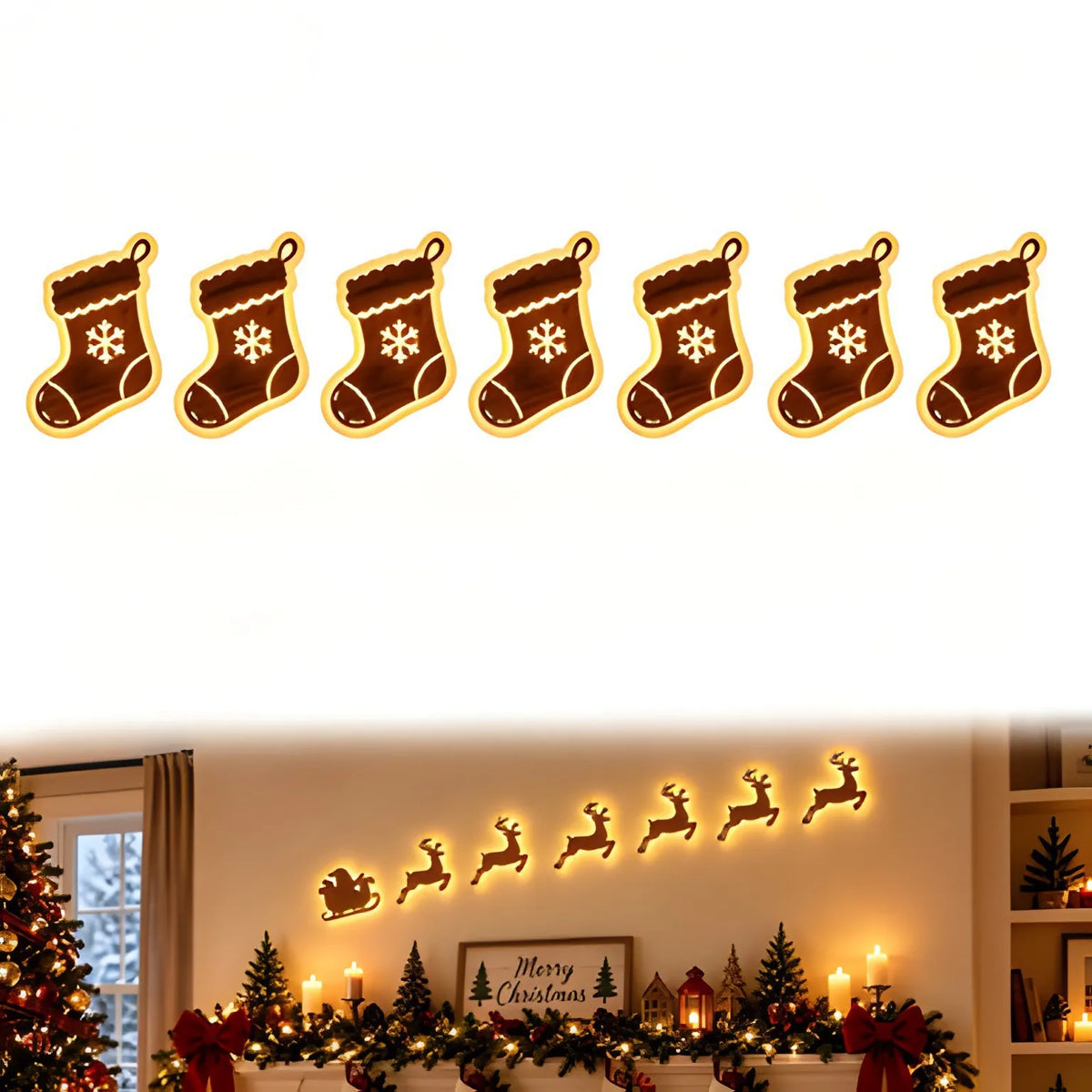 🎄 LED Reindeer Wall Decorations - ✨Festive Christmas Lighting