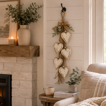 🤎 Handcrafted Hanging Heart Wall Decor – A Heartwarming Gift for Every Home