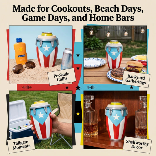 🎖️🪘Conga-Style Can Holder – Celebrate Caribbean Pride, One Sip at a Time