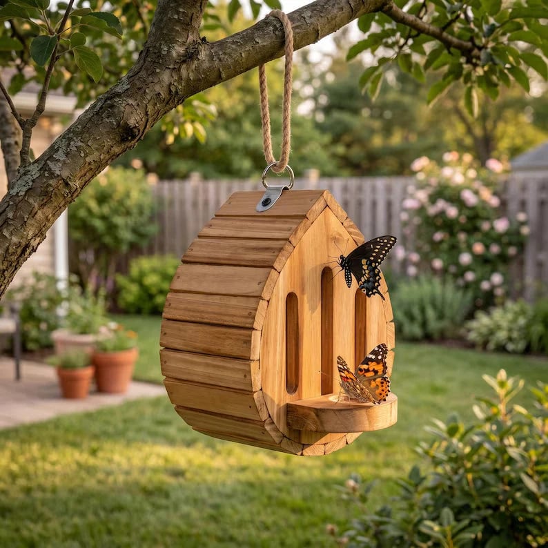🔥 LAST DAY 50% OFF - 🦋 Handmade Butterfly House with Feeder Station