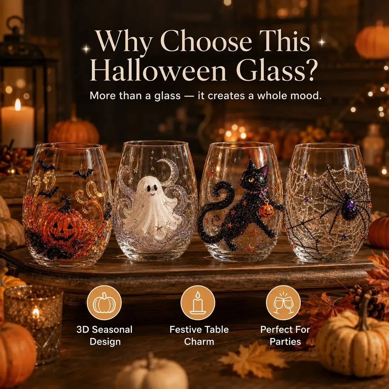 🔥 LAST DAY-60% OFF | 🎃 3D Halloween Glasses - Perfect for parties and cozy autumn bars