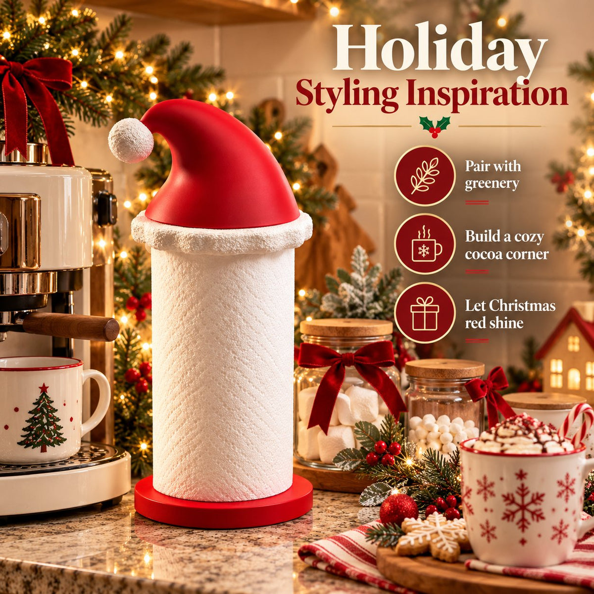 🎅 Santa Hat Paper Towel Holder