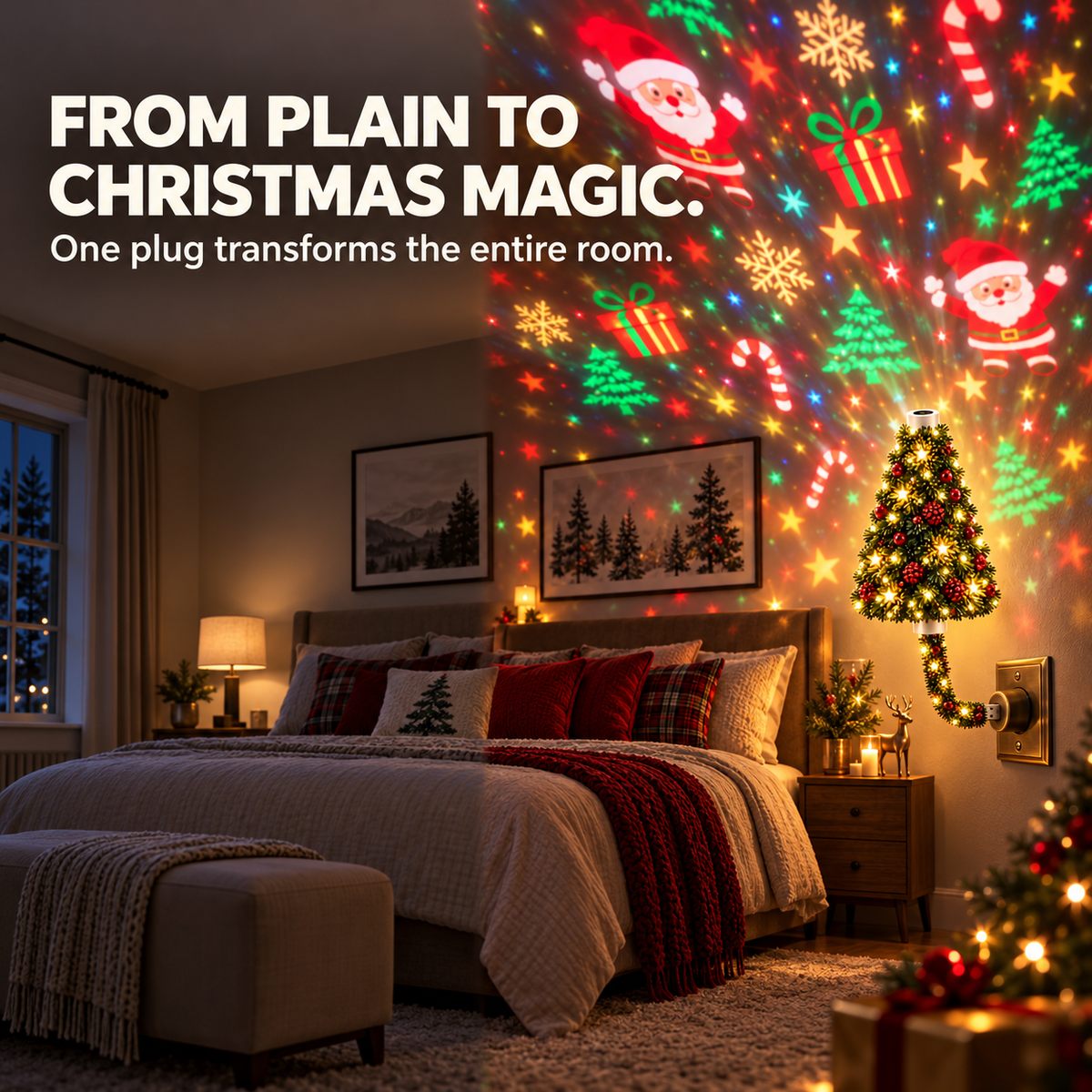🎄 USB Christmas Projection Lamp with 6 Festive Scenes
