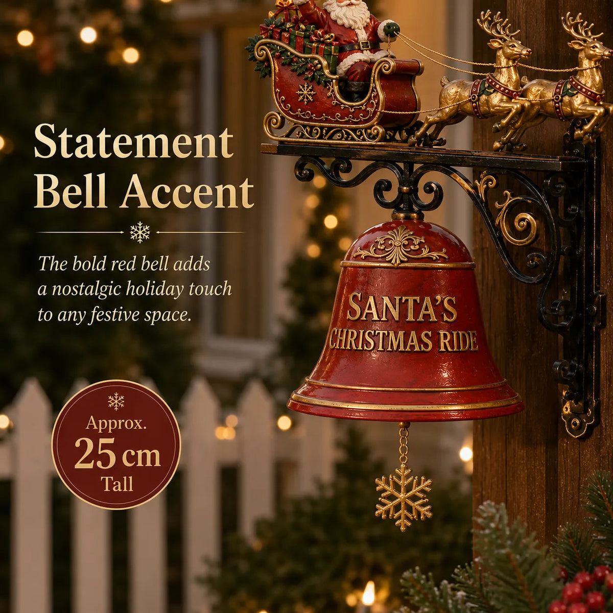 🎅🎄santa Sleigh With Reindeer & Bell | 3d Christmas Outdoor Decoration