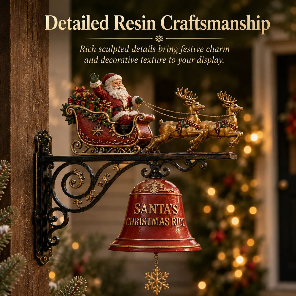 🎅🎄santa Sleigh With Reindeer & Bell | 3d Christmas Outdoor Decoration