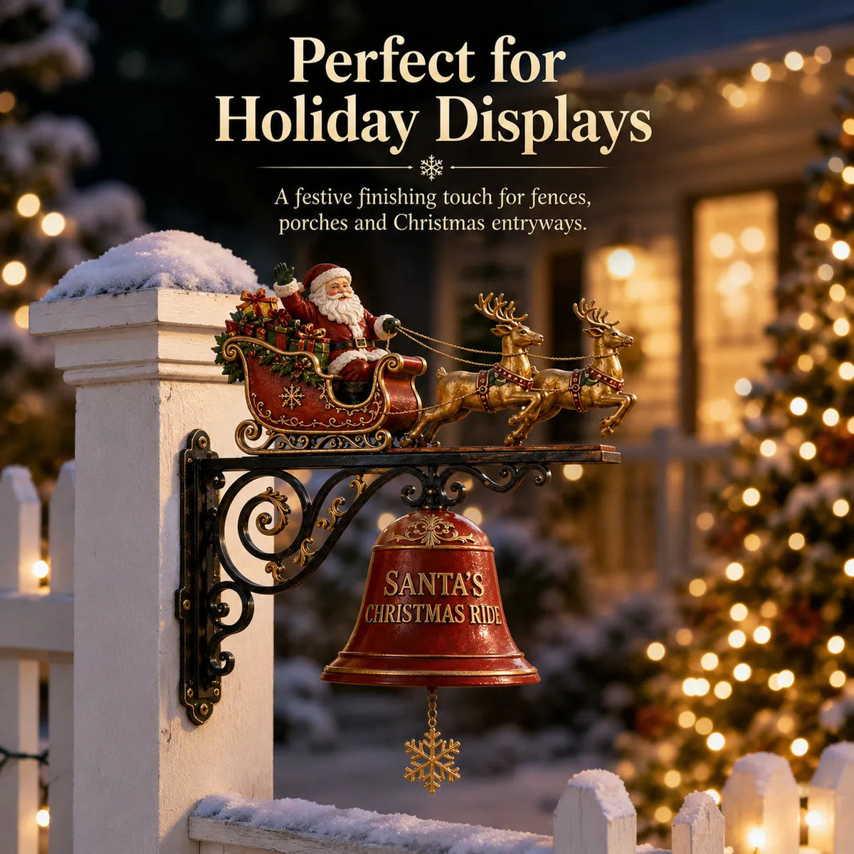 🎅🎄santa Sleigh With Reindeer & Bell | 3d Christmas Outdoor Decoration