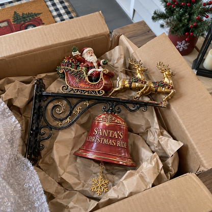 🎅🎄santa Sleigh With Reindeer & Bell | 3d Christmas Outdoor Decoration